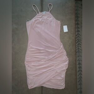 Charlotte Russe Dusty Pink Rudged Wrap Stretch w/ Slip Dress - Size Medium